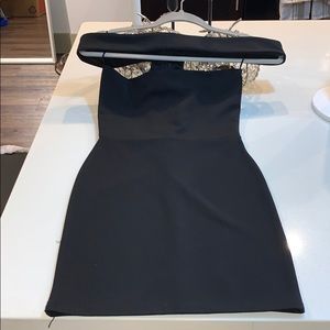 Black mini off the shoulder sexy dress with straps